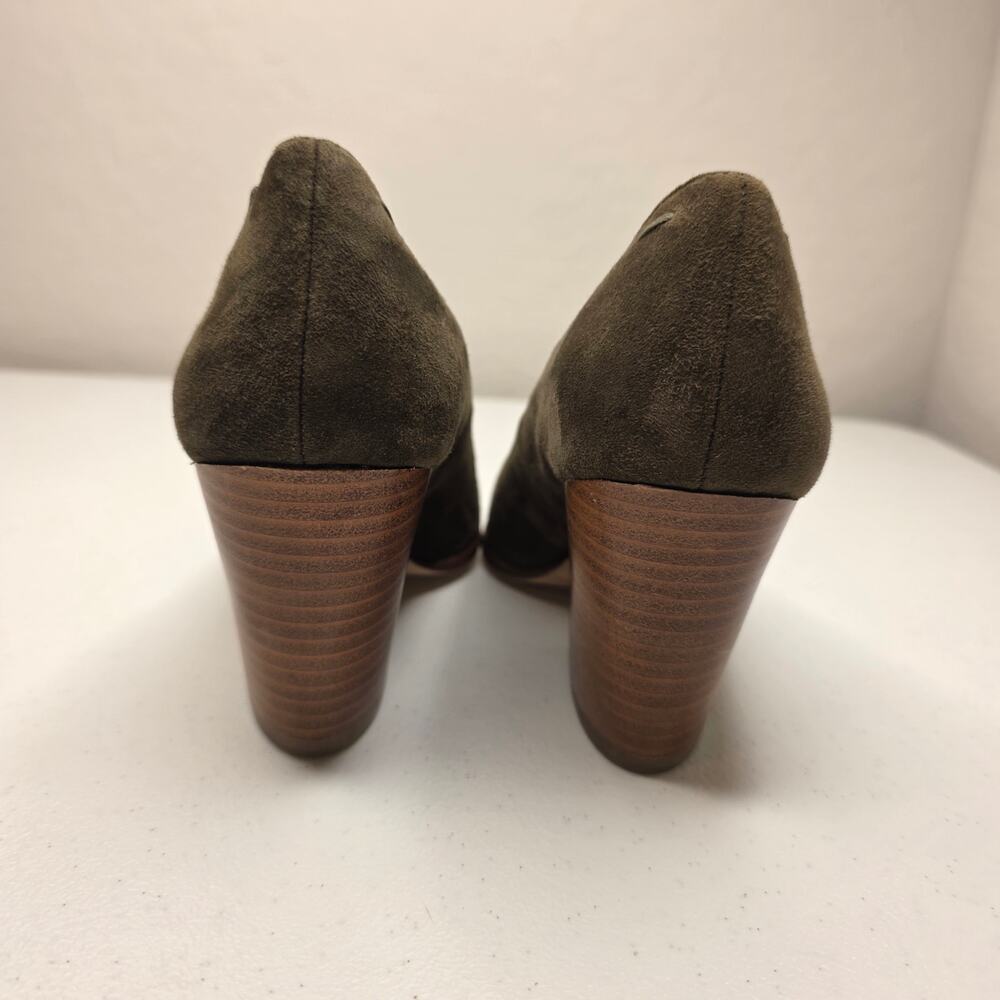 Eileen Fisher Hawk Olive Green Suede Block Heel Size 7 - Picture 6 of 14